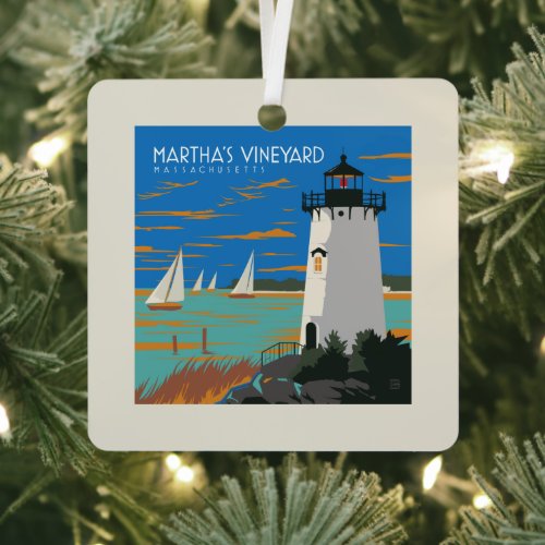 Marthas Vineyard Massachusetts  Lighthouse Metal Ornament