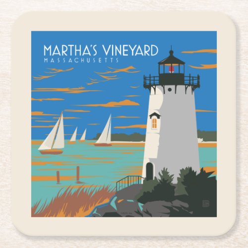 Marthas Vineyard Massachusetts  Lighthouse Square Paper Coaster