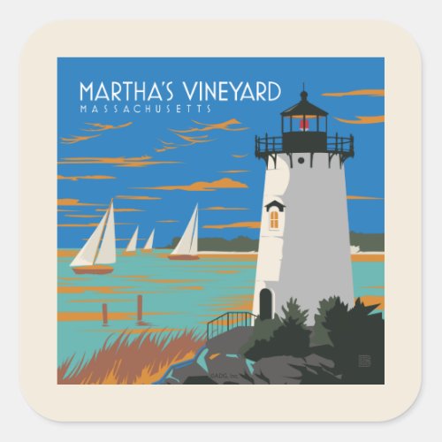 Marthas Vineyard Massachusetts  Lighthouse Square Sticker