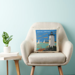 Martha's Vineyard, Massachusetts Lighthouse Throw Pillow