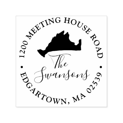 Marthas Vineyard Massachusetts Map Wedding Self_inking Stamp