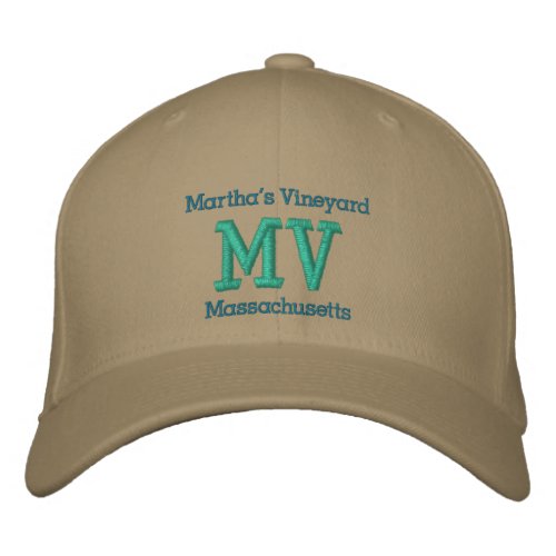 Marthas Vineyard Massachusetts MV Embroidered Baseball Cap