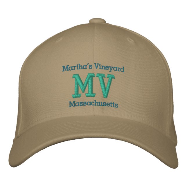 Martha's Vineyard, Massachusetts "MV" Embroidered Baseball Cap (Front)