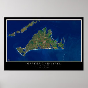 Marthas Vineyard Massachusetts Satellite Map Poster