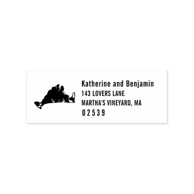 Marthas Vineyard Massachusetts Solid Map Wedding Rubber Stamp (Imprint)