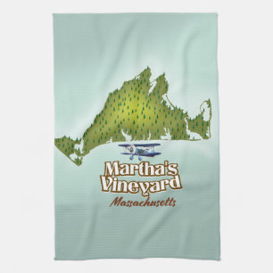 Martha's vineyard Massachusetts travel poster Kitchen Towel