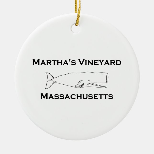 Martha's Vineyard Massachusetts Whale Ceramic Ornament (Front)