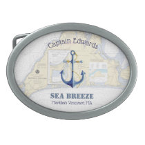 Martha's Vineyard Nautical Chart Captain Boat Name Belt Buckle