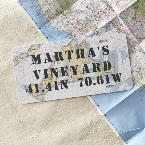 Marthas Vineyard Nautical Latitude Longitude License Plate