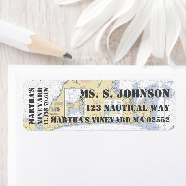 Martha's Vineyard Nautical Navigation Chart Label (Insitu)