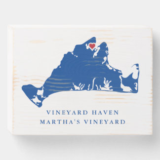 Martha's Vineyard Navy Decor Vineyard Hav Wooden Box Sign
