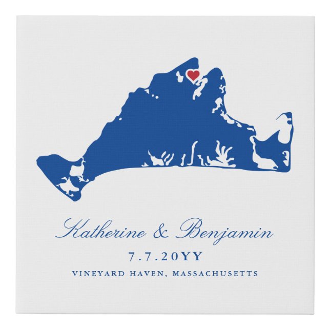 Martha's Vineyard Navy Vineyard Haven Wedding Gift Faux Canvas Print (Front)