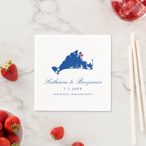 Marthas Vineyard Oak Bluffs Navy Wedding Napkin