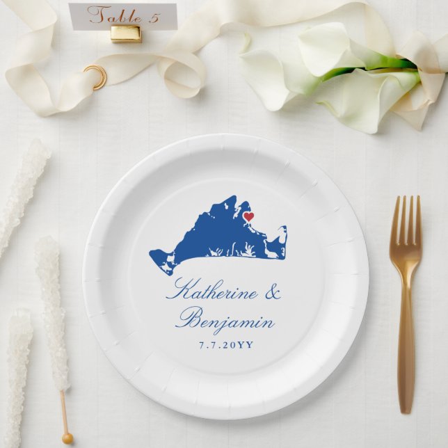 Martha's Vineyard Oak Bluffs Wedding Paper Plates (Wedding)