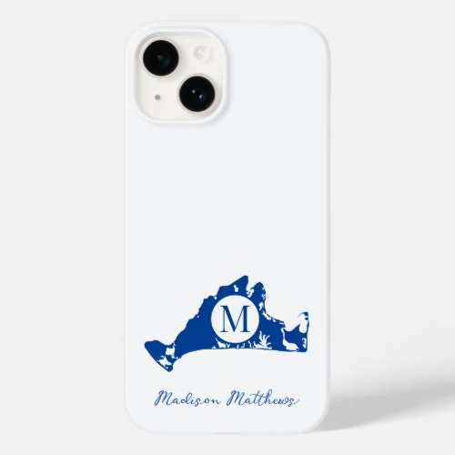 Marthas Vineyard Simple Map Monogram Blue Name Case_Mate iPhone 14 Case