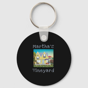 Marthas Vineyard Summer Vacation Beach Cottage Row Keychain