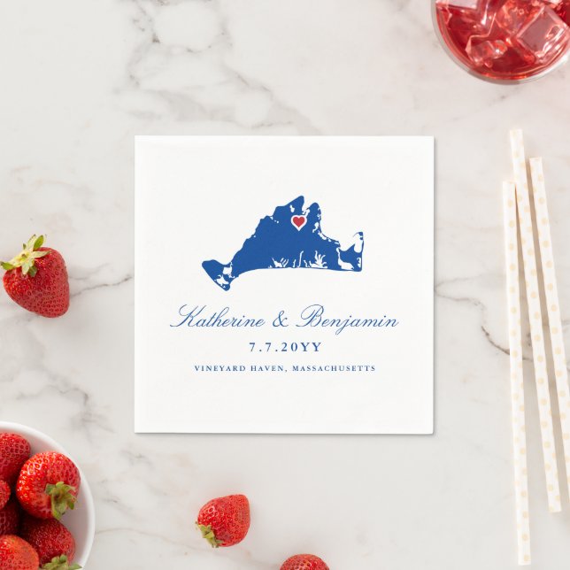 Martha's Vineyard Vineyard Haven Wedding Napkin (Insitu)