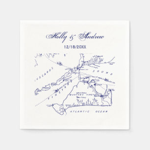 Martha's Vineyard Vintage Map #1 Navy Blue Napkins