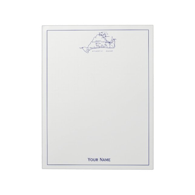 Martha's Vineyard Vintage Map #1 Navy Blue Notepad (Rotated)