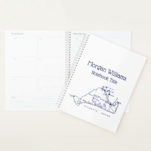 Martha's Vineyard Vintage Map #1 Navy Blue Planner