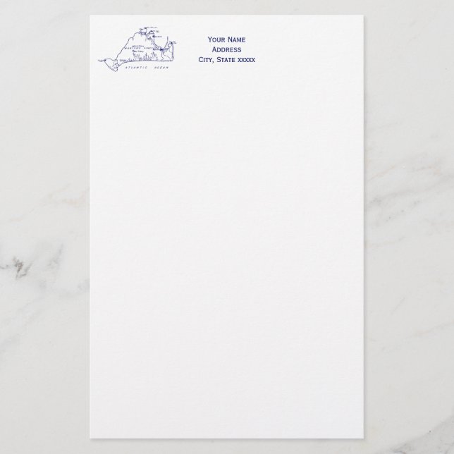 Martha's Vineyard Vintage Map #1 Navy Blue Stationery (Front)
