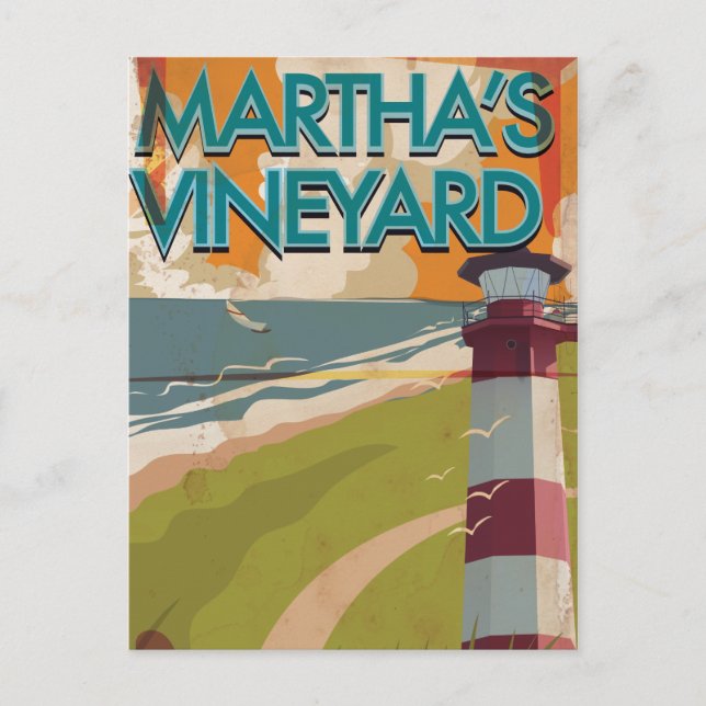 Marthas Vineyard Vintage Travel Poster Postcard (Front)