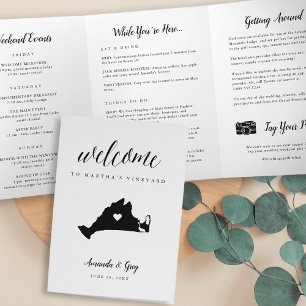 Martha's Vineyard Wedding Welcome Letter Itinerary Tri-Fold Program