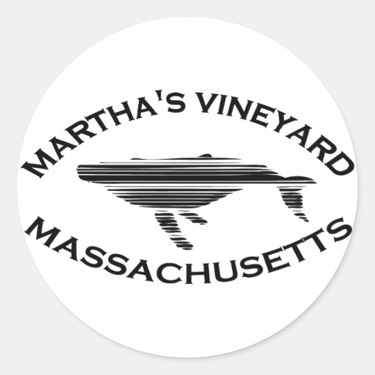 Martha's Vineyard "Whale" Design. Classic Round Sticker