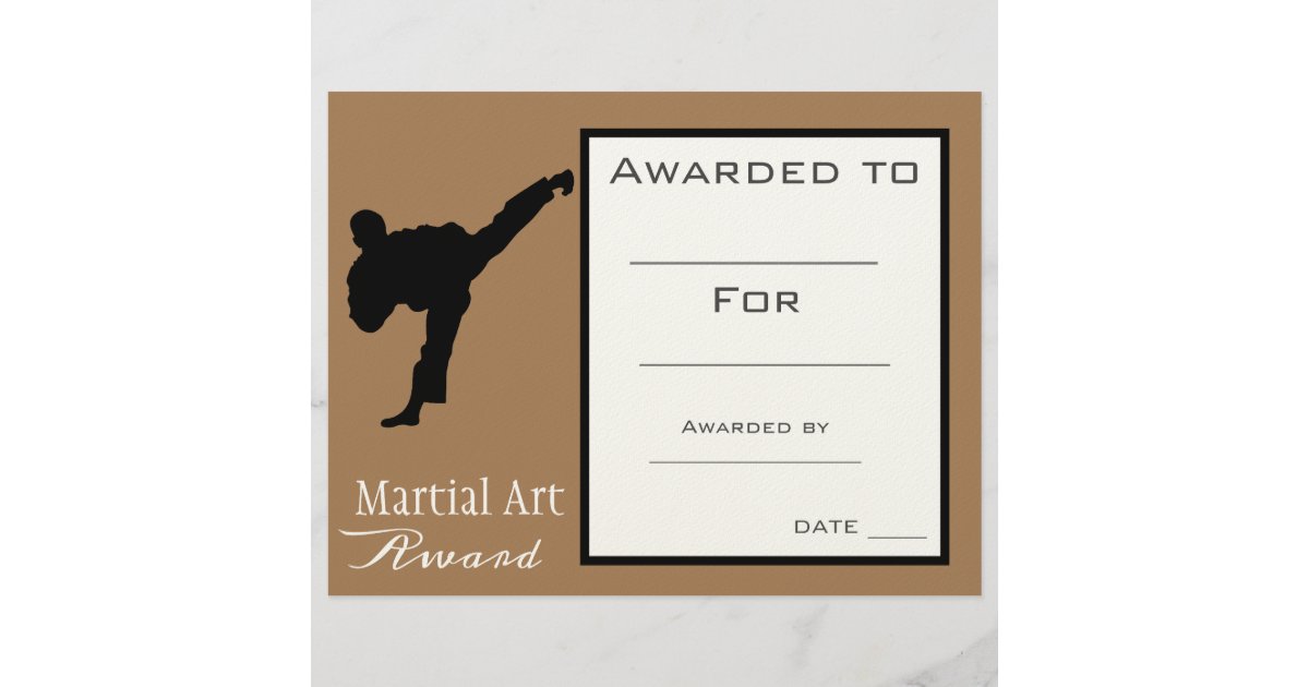 Martial Art award certificate Zazzle