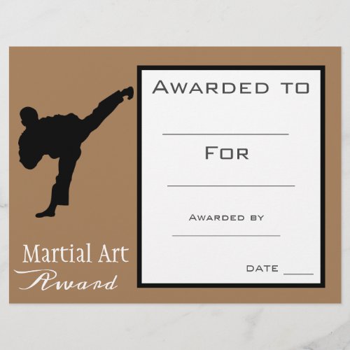 Martial Art award certificate