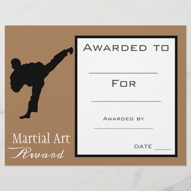 Martial Art award certificate (Front)