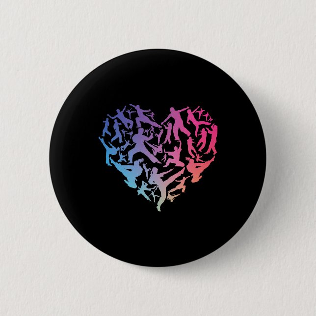 Martial Art Heart Love Training Karate Tae Kwon Do Button (Front)