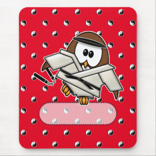 martial art master owl mouse pad