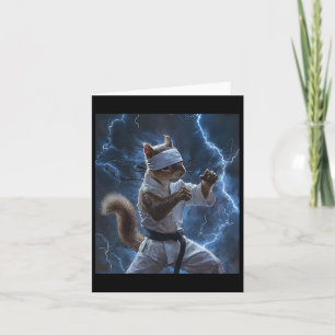 Martial Art Squirrel Wearing Karate Gi Lightning A Card