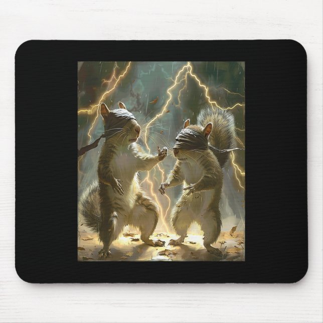 Martial Art Squirrel Wearing Karate Gi Lightning A Mouse Pad (Front)