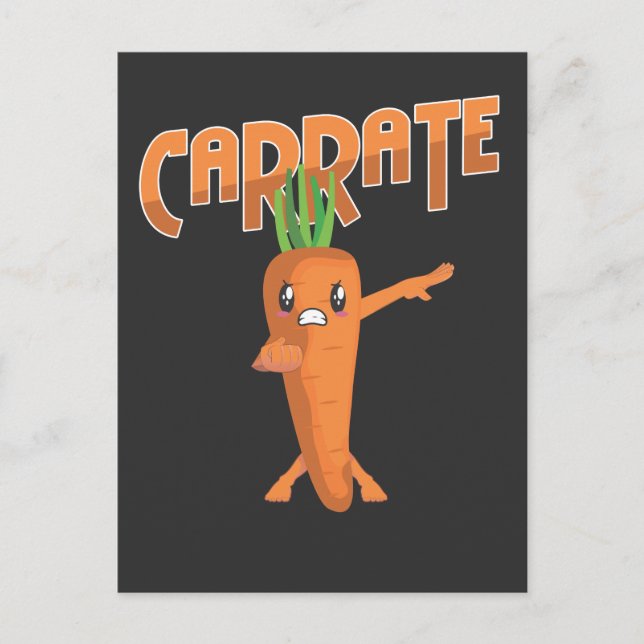 Martial Art Vegan Fighter Vegetarian Karate Carrot Postcard (Front)