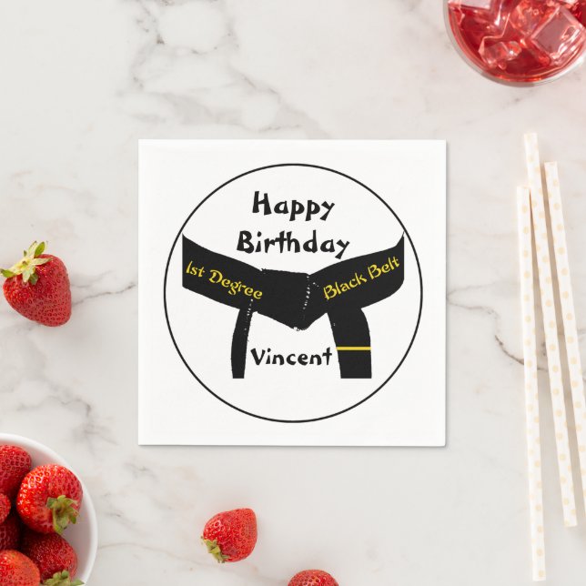 Martial Arts 1st Degree Black Belt Birthday Paper Napkins (Insitu)