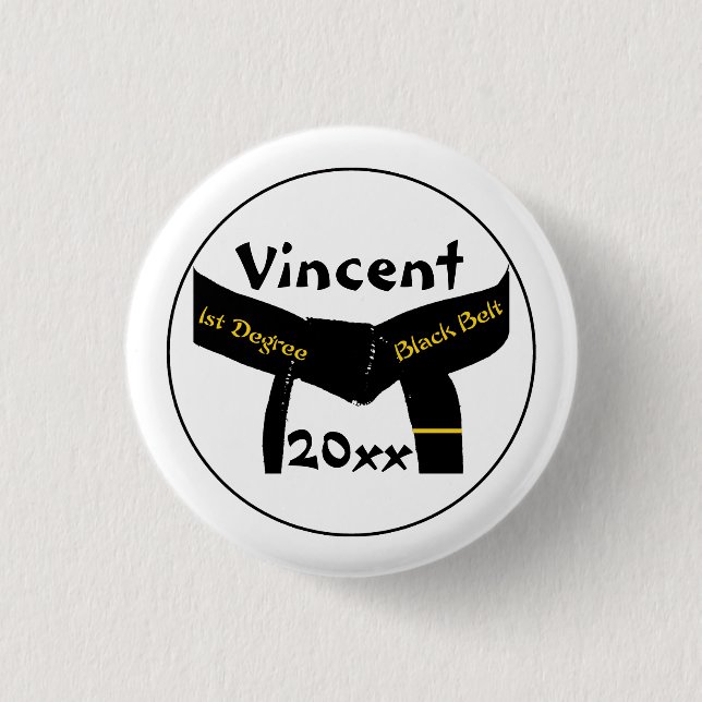 Martial Arts 1st Degree Black Belt Button (Front)