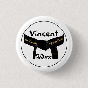 Martial Arts 1st Degree Black Belt Button