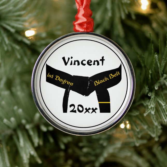 Martial Arts 1st Degree Black Belt Metal Ornament (Tree)