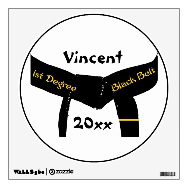 Martial Arts 1st Degree Black Belt Wall Sticker (Front)