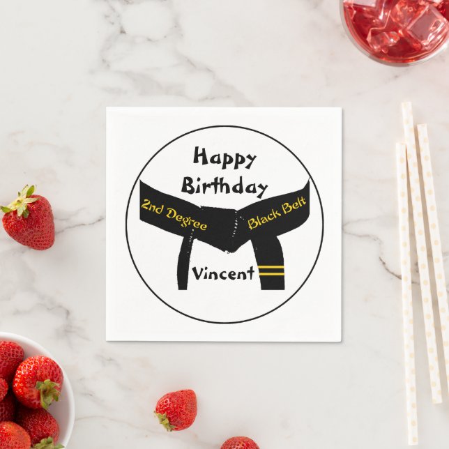 Martial Arts 2nd Degree Black Belt Birthday Paper Napkins (Insitu)