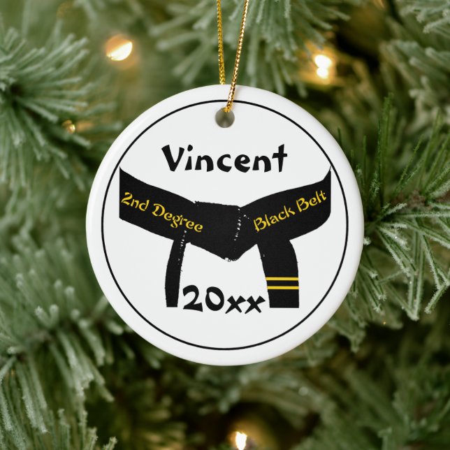 Martial Arts 2nd Degree Black Belt Ceramic Ornament (Tree)