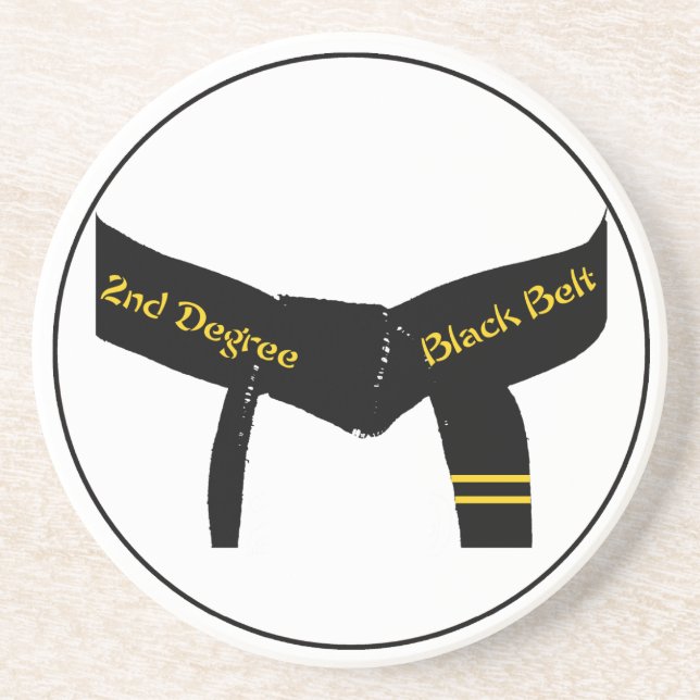 Martial Arts 2nd Degree Black Belt Drink Coaster (Front)