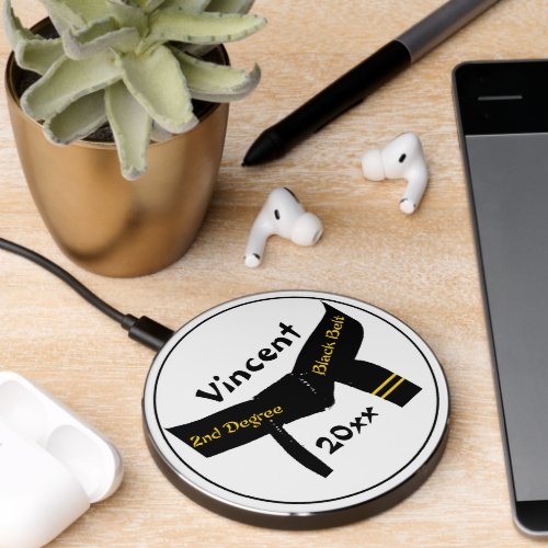 Martial Arts 2nd Degree Black Belt Rank Wireless Charger