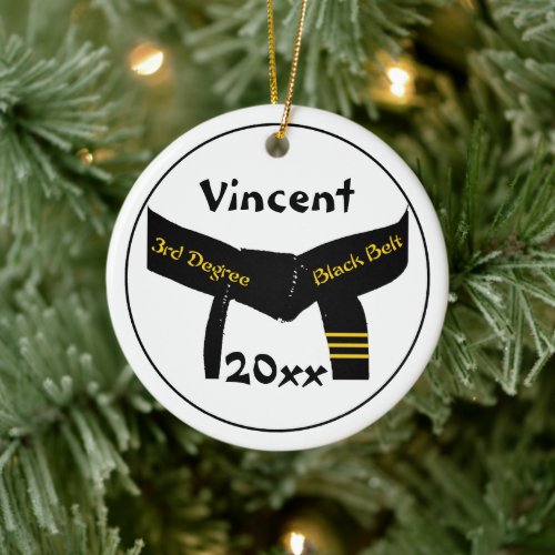 Martial Arts 3rd Degree Black Belt Ceramic Ornament