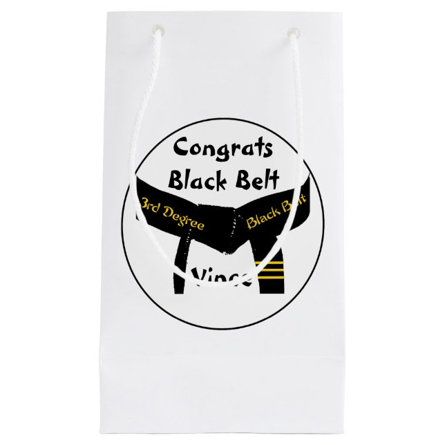 Martial Arts 3rd Degree Black Belt Congratulations Small Gift Bag (Front)