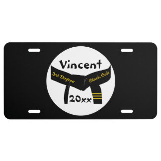 Martial Arts 3rd Degree Black Belt License Plate