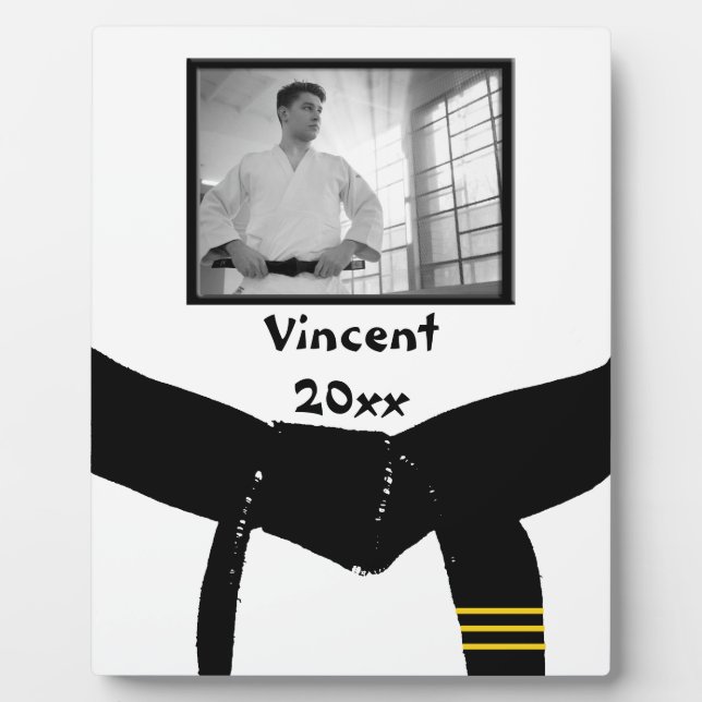 Martial Arts 3rd Degree Black Belt Photo Keepsake Plaque (Front)