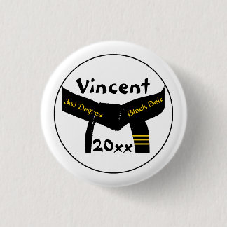 Martial Arts 3rd Degree Black Belt Pinback Button